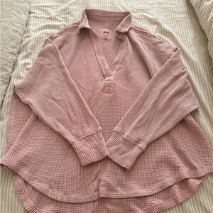 Aerie Pink Waffle Knit  Shirt